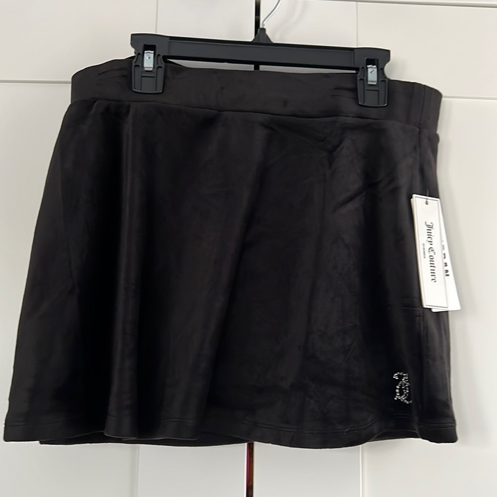 Juicy couture mini black velvet skirt new